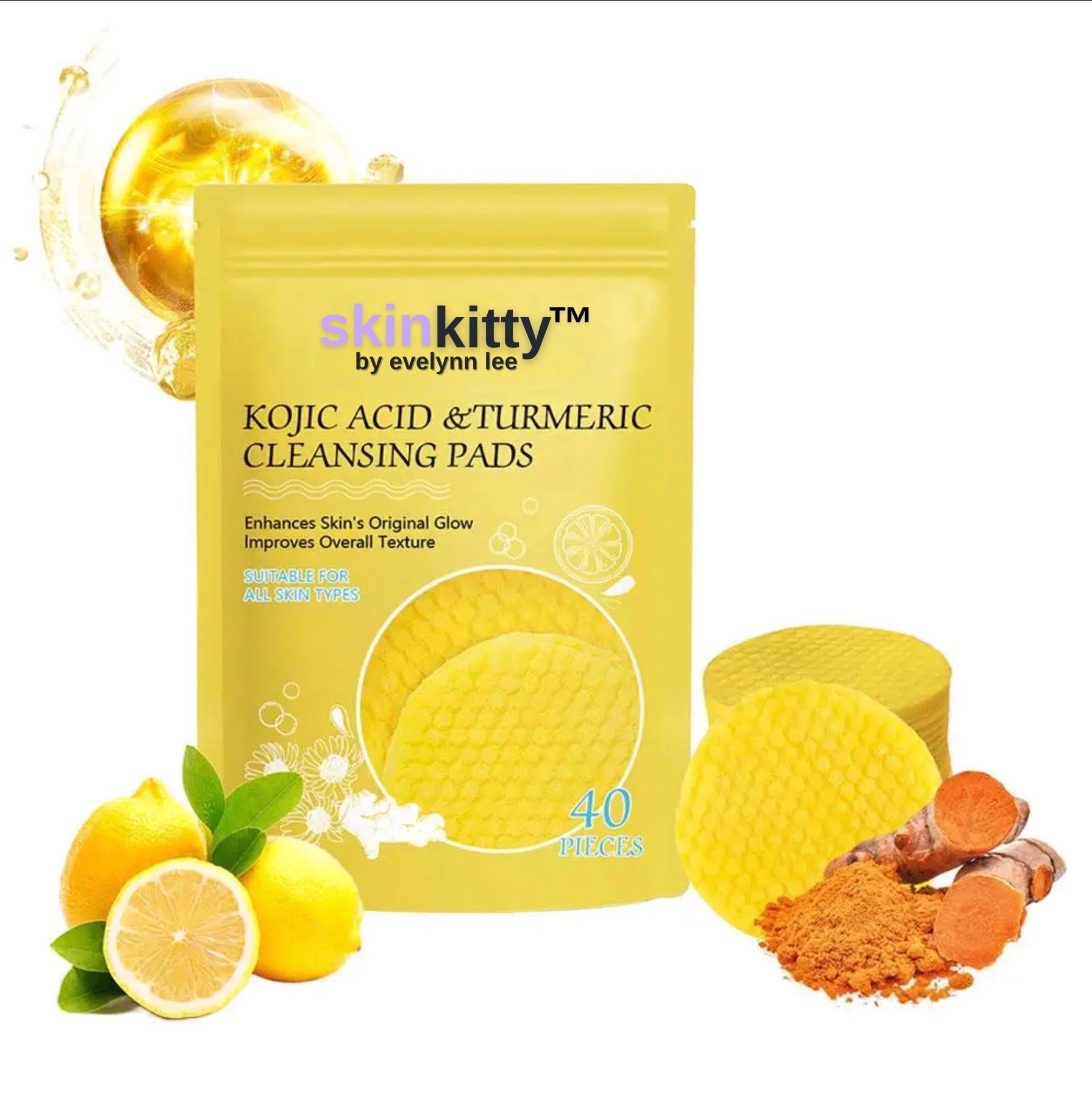 SkinKitty™ Turmeric + Kojic Acid Cleansing Pads